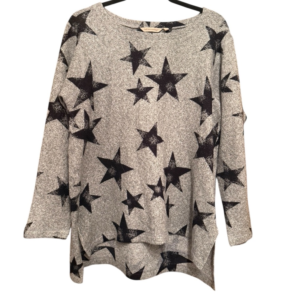 Soft Surroundings E'toile Stars Print Pullover Sweater, large petite